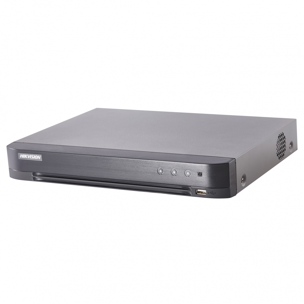 DS-7204HUHI-K1/P 4-х канальный гибридный HD-TVI регистратор для  аналоговых, HD-TVI, AHD и CVI камер + 2 канала IP@6Мп